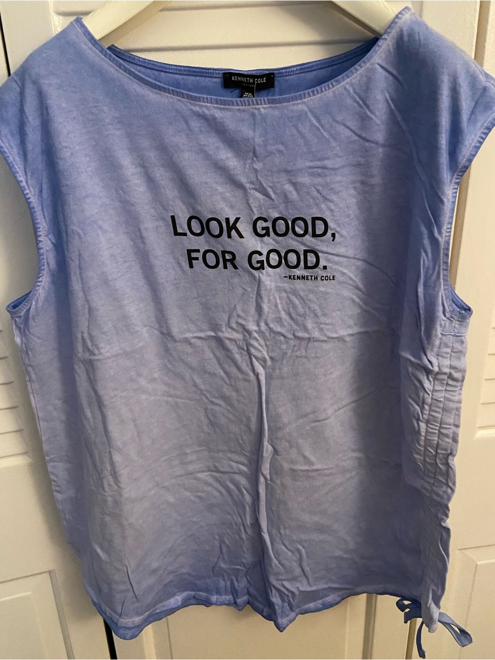 Kenneth Cole Light Lavender Graphic Tank with Black Text